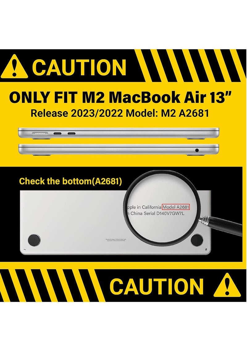Generic - 3 in 1 Case Compatible with MacBook Air 13 inch 2022 A2681 with M2 Chip/2024 A3113 M3 Chip/2025 A3240 M4 Chip, Hard Shell Case&Keyboard Cover&Screen Film for Macbook Air 13.6 in with Touch ID - Image 1