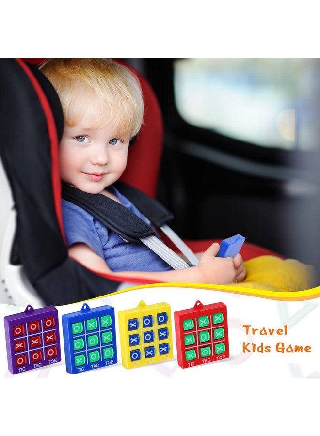 Lewtemi 4 Pcs Travel Tic Tac Toe 2 x 2 x 0.4 Inch Mini Board Game Toys Portable Tic Tac Game Toy Retro Mini Games for Kids Red Blue Purple Yellow Pocket Board Games for Party Birthday Favors Classroom Prizes  - Image 4