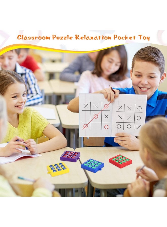 Lewtemi 4 Pcs Travel Tic Tac Toe 2 x 2 x 0.4 Inch Mini Board Game Toys Portable Tic Tac Game Toy Retro Mini Games for Kids Red Blue Purple Yellow Pocket Board Games for Party Birthday Favors Classroom Prizes  - Image 3