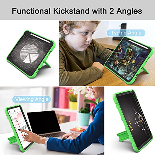 Azzsy Case for iPad (A16) 11th Generation 11 Inch 2025 / iPad 10th Generation 10.9 Inch 2022, [Built-in Pencil Holder] Heavy Duty Shockproof Rugged Protective Case, Green - Image 3