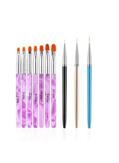 FULINJOY 10 Pcs Gel Nail Brush Set 7 Pcs Uv Gel Nail Painting Brushes With 3 Pcs Nail Art Liner Brushes Nail Art Brush Nail Painting Brush Pen Set For Acrylic Application  - Image 2
