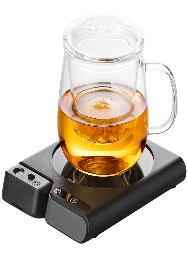 DOPUDO Coffee Mug Warmer with Auto Shut Off, 3 Temperature Settings with Air humidifier Water Mist Sprayer, Electric Beverage Heater with Borosilicate Glass Panel, 54-Inch Cord, Fits Mugs, Teapots (Black) - Image 1