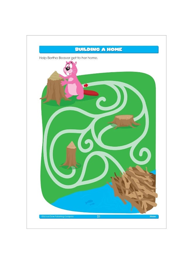 School Zone - Mazes Workbook - 64 Pages, Ages 4 to 6, Preschool, Kindergarten, Maze Puzzles, Problem-Solving, and More (School Zone Activity Zone® Workbook Series) (Deluxe Edition 64-Page) - Image 4