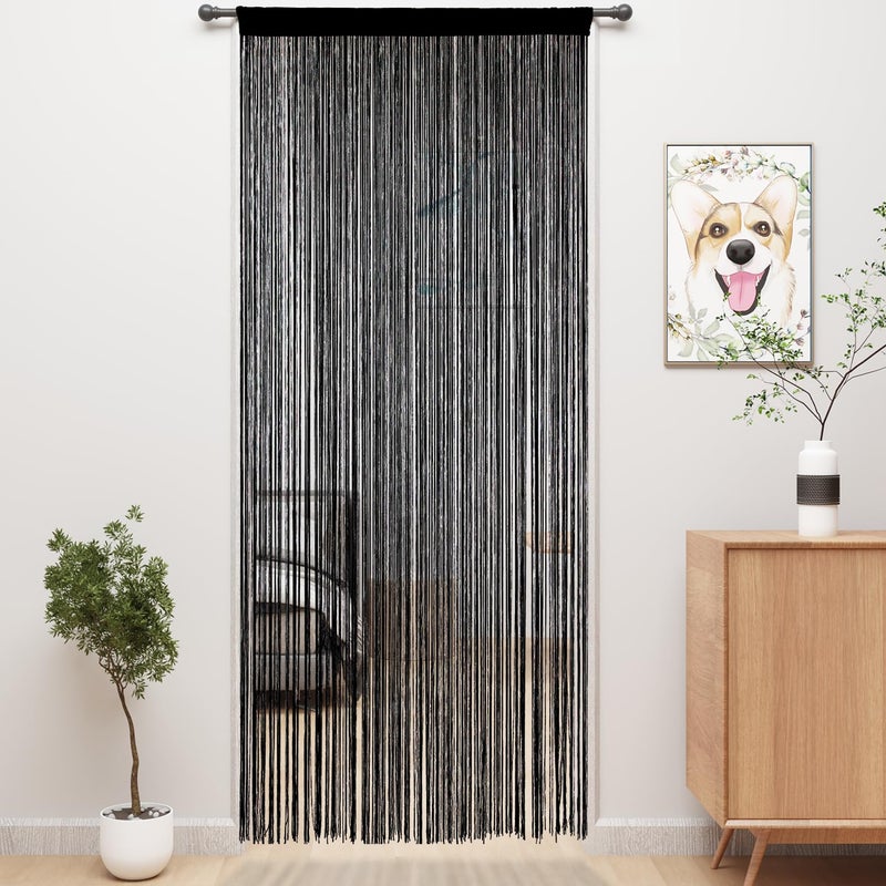 YIIBAII Door String Curtains Fringe Door Curtains for Doorways Window Room Decoration Living Room Divider39x79 Blcak