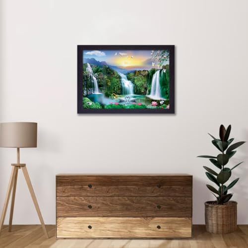 Masstone Vastu Waterfall Lake Painting With Frame | Living Room | Wall Scenery for Bedroom, Office, Home Decoration (20x14 Inch) - Image 4