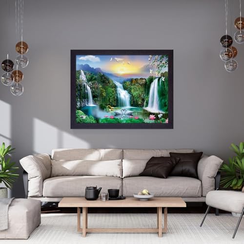 Masstone Vastu Waterfall Lake Painting With Frame | Living Room | Wall Scenery for Bedroom, Office, Home Decoration (20x14 Inch) - Image 5