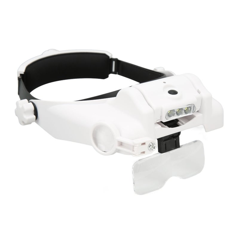 Headband Magnifier 3 LEDs 23 Kinds Magnifications Adjustable Rechargeable Head Mount Magnifying Glass - Image 2