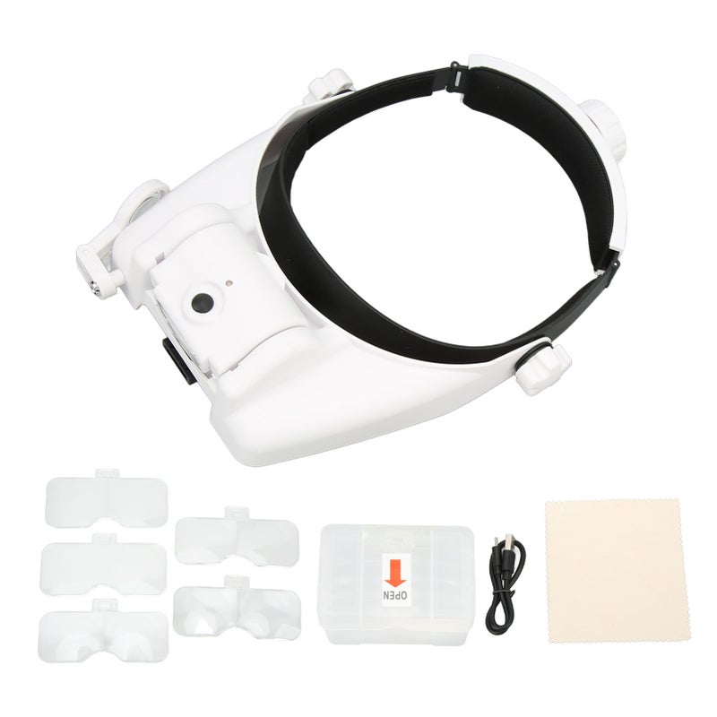 Headband Magnifier 3 LEDs 23 Kinds Magnifications Adjustable Rechargeable Head Mount Magnifying Glass - Image 1