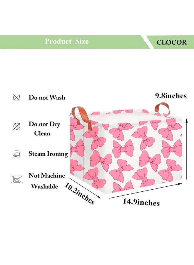 CLOCOR سلة هدايا مستطيلة فارغة CLOCOR، سلة تخزين مقاومة للماء مع مقابض، صندوق ألعاب، صندوق كتب، ديكور غرفة (برباط وردي)  - Image 2