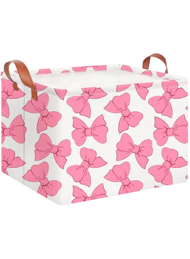 CLOCOR سلة هدايا مستطيلة فارغة CLOCOR، سلة تخزين مقاومة للماء مع مقابض، صندوق ألعاب، صندوق كتب، ديكور غرفة (برباط وردي)  - Image 1