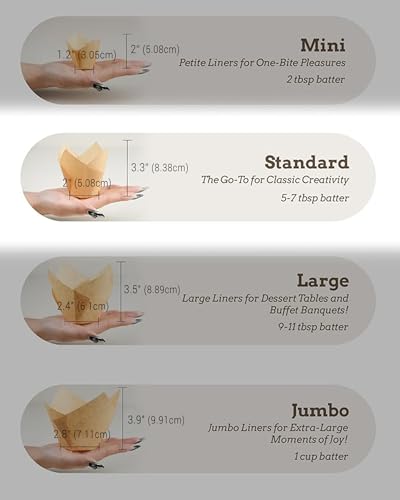 Bake Choice Nordic Paper 200pcs Tulip Cupcake Liners for Baking Cups EU Parchment paper Standard Size Tulip Muffin Liners, Cupcake Wrapper, Brown, White, Unbleached Natural for Party, Christmas - Image 2