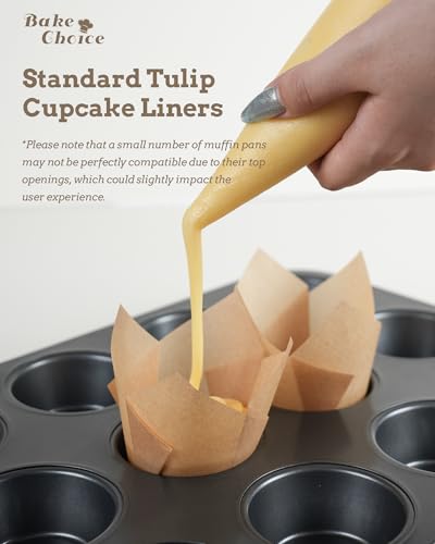 Bake Choice Nordic Paper 200pcs Tulip Cupcake Liners for Baking Cups EU Parchment paper Standard Size Tulip Muffin Liners, Cupcake Wrapper, Brown, White, Unbleached Natural for Party, Christmas - Image 4