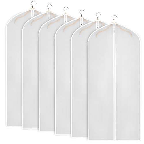 Zilink Garment Bags for Long Dresses 60inch Translucent Suit Bag with FullLength Zipper Set of 6 for Dance Costumes Gown Dress Clothes Storage Upgraded Version - Image 1