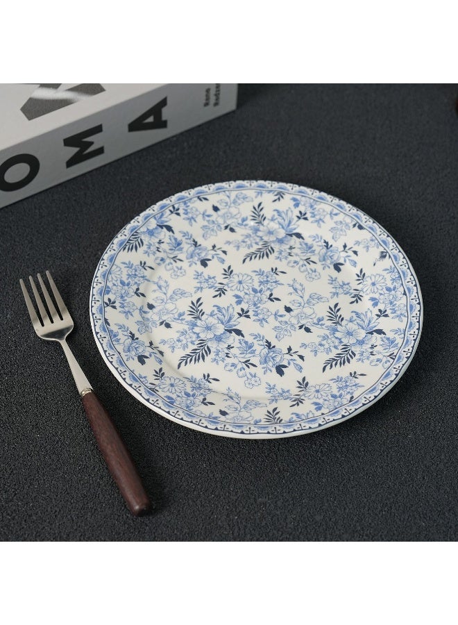 Vintage Blue and White Floral Ceramic Dinnerware – 8-Inch Luxury Dessert and Steak Plates for Weddings/Baby Showers and Tea Parties  - Image 2