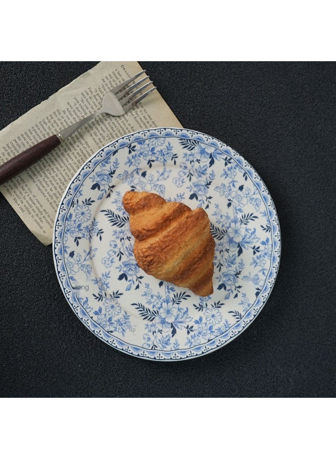 Vintage Blue and White Floral Ceramic Dinnerware – 8-Inch Luxury Dessert and Steak Plates for Weddings/Baby Showers and Tea Parties  - Image 5