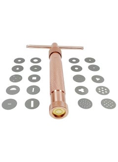 SYOSI Fondant Extruder, Stainless Steel Sugar Paste Extruder With 20 Interchangeable Discs, Clay Extruder, For Sugar Craft Cake And Clay Decorating Tool ( Rose gold )  - Image 1