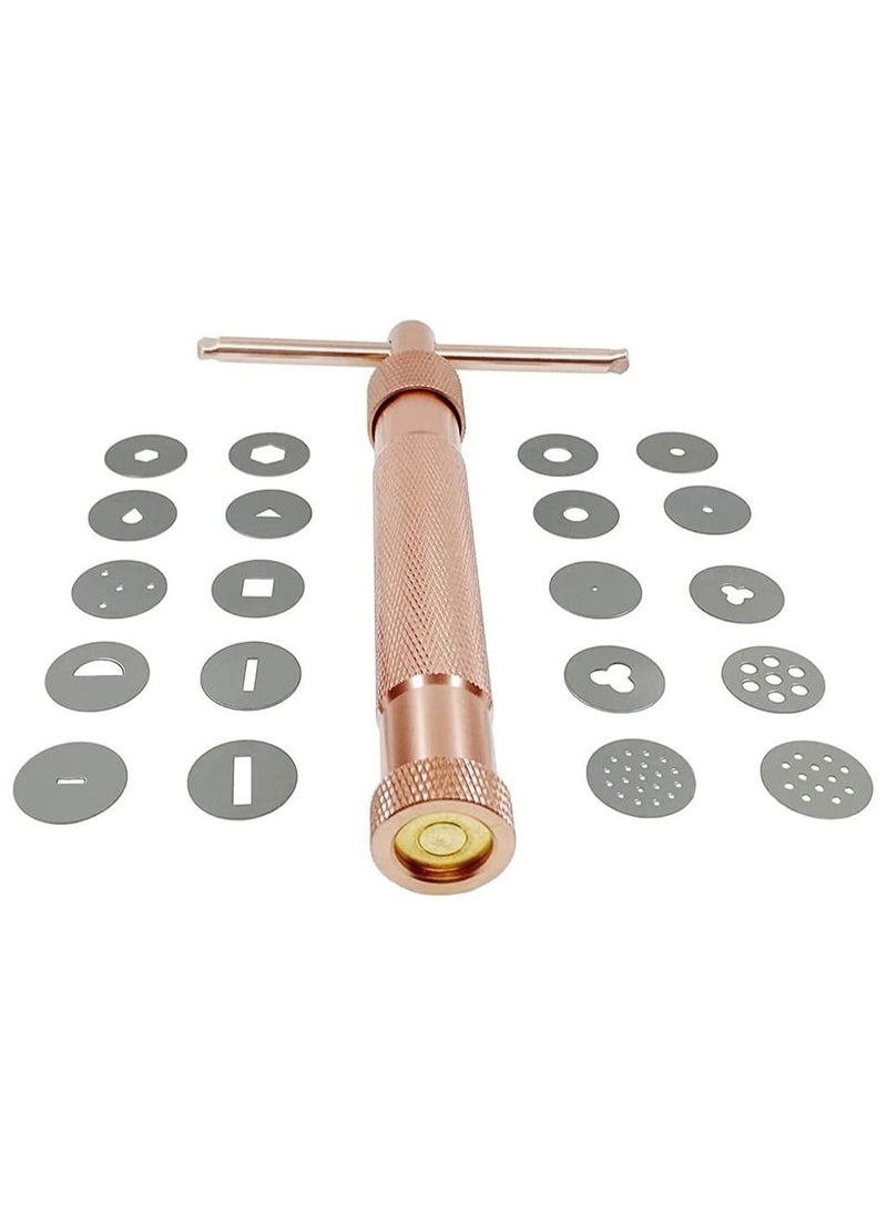 SYOSI Fondant Extruder, Stainless Steel Sugar Paste Extruder With 20 Interchangeable Discs, Clay Extruder, For Sugar Craft Cake And Clay Decorating Tool ( Rose gold )  - Image 1