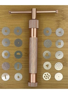 SYOSI Fondant Extruder, Stainless Steel Sugar Paste Extruder With 20 Interchangeable Discs, Clay Extruder, For Sugar Craft Cake And Clay Decorating Tool ( Rose gold )  - Image 3