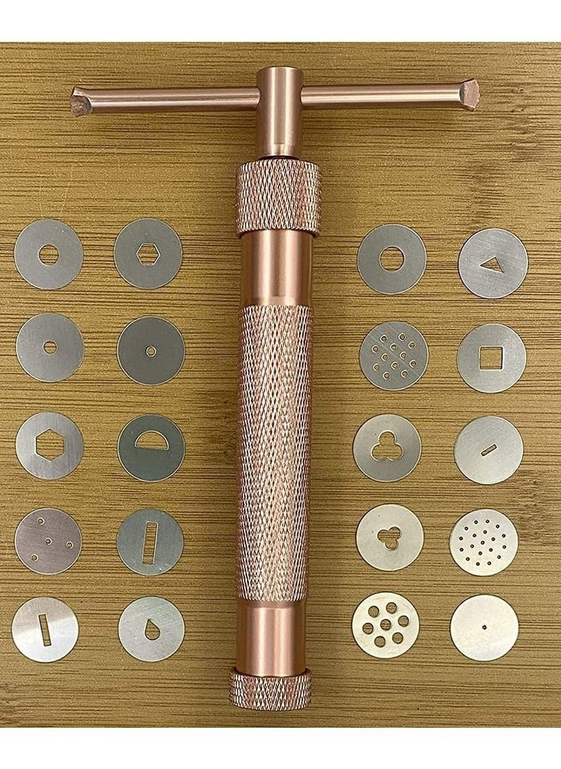 SYOSI Fondant Extruder, Stainless Steel Sugar Paste Extruder With 20 Interchangeable Discs, Clay Extruder, For Sugar Craft Cake And Clay Decorating Tool ( Rose gold )  - Image 3