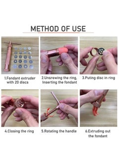 SYOSI Fondant Extruder, Stainless Steel Sugar Paste Extruder With 20 Interchangeable Discs, Clay Extruder, For Sugar Craft Cake And Clay Decorating Tool ( Rose gold )  - Image 2