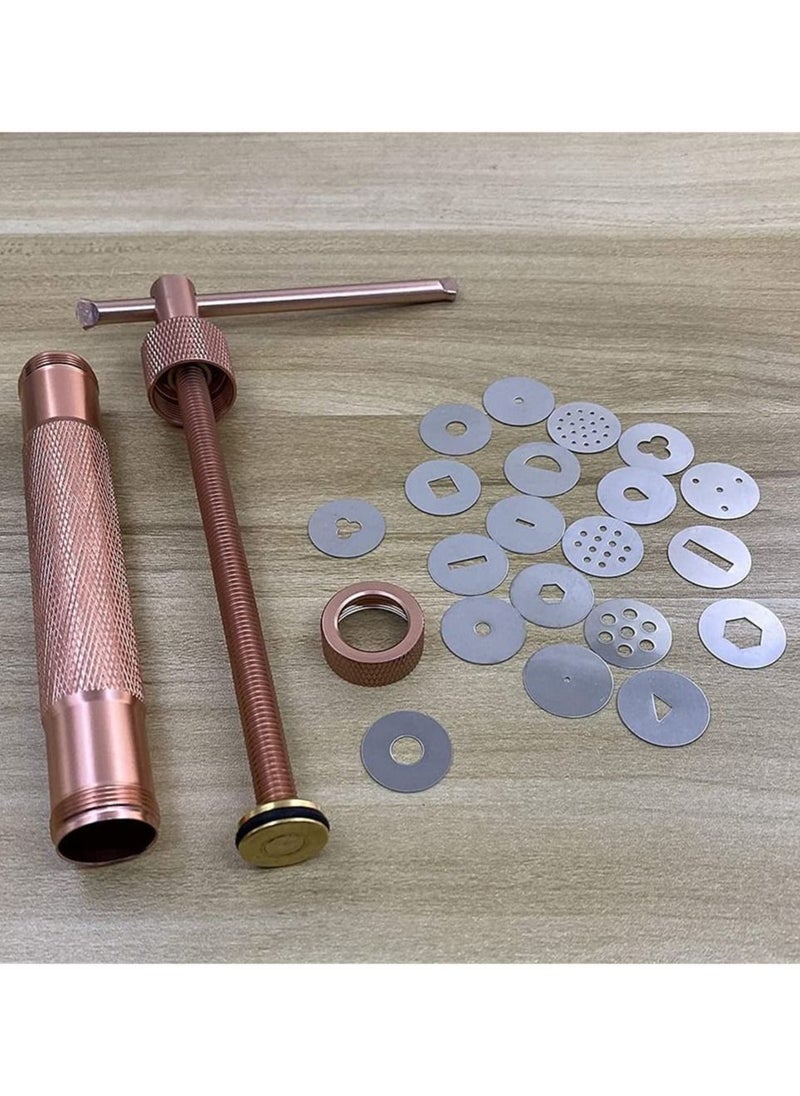 SYOSI Fondant Extruder, Stainless Steel Sugar Paste Extruder With 20 Interchangeable Discs, Clay Extruder, For Sugar Craft Cake And Clay Decorating Tool ( Rose gold )  - Image 4