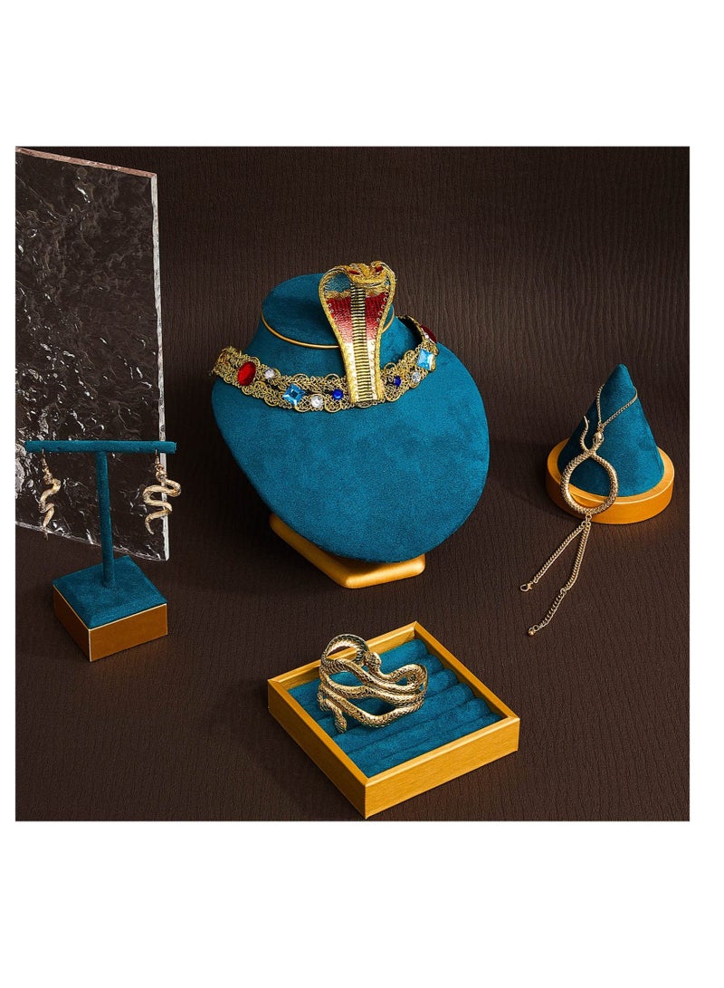 SOLARAE Egyptian Headpiece Costume Accessories, 5 Pcs Egyptian Metal Headpiece, Snake Bracelet, Snake Earrings and Egyptian Metal Headpiece, for Egypt Cosplay Costume Supplies - Image 4