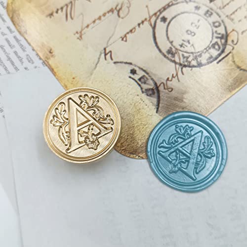krastmon Classic Various Alphabet Sealing Wax Seal Stamp, Brass Head Wooden Handle Letter Stamps for Card/Envelope/Gift - (Stamp, Letter A) - Image 3