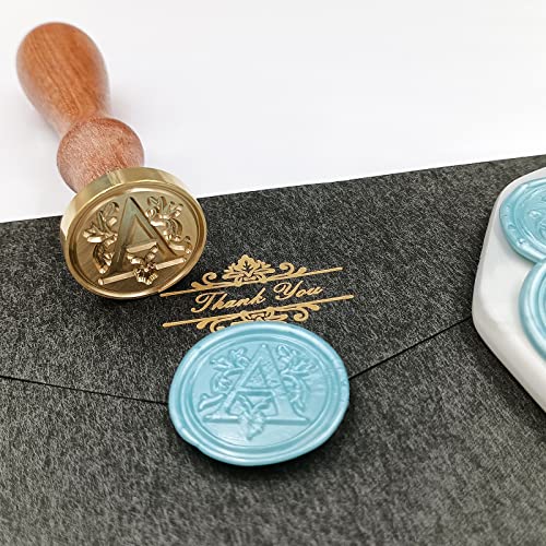 krastmon Classic Various Alphabet Sealing Wax Seal Stamp, Brass Head Wooden Handle Letter Stamps for Card/Envelope/Gift - (Stamp, Letter A) - Image 2