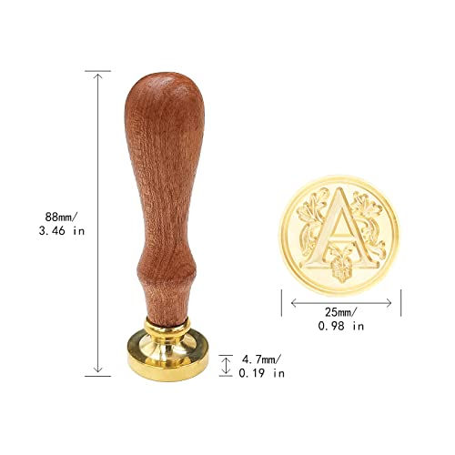 krastmon Classic Various Alphabet Sealing Wax Seal Stamp, Brass Head Wooden Handle Letter Stamps for Card/Envelope/Gift - (Stamp, Letter A) - Image 5