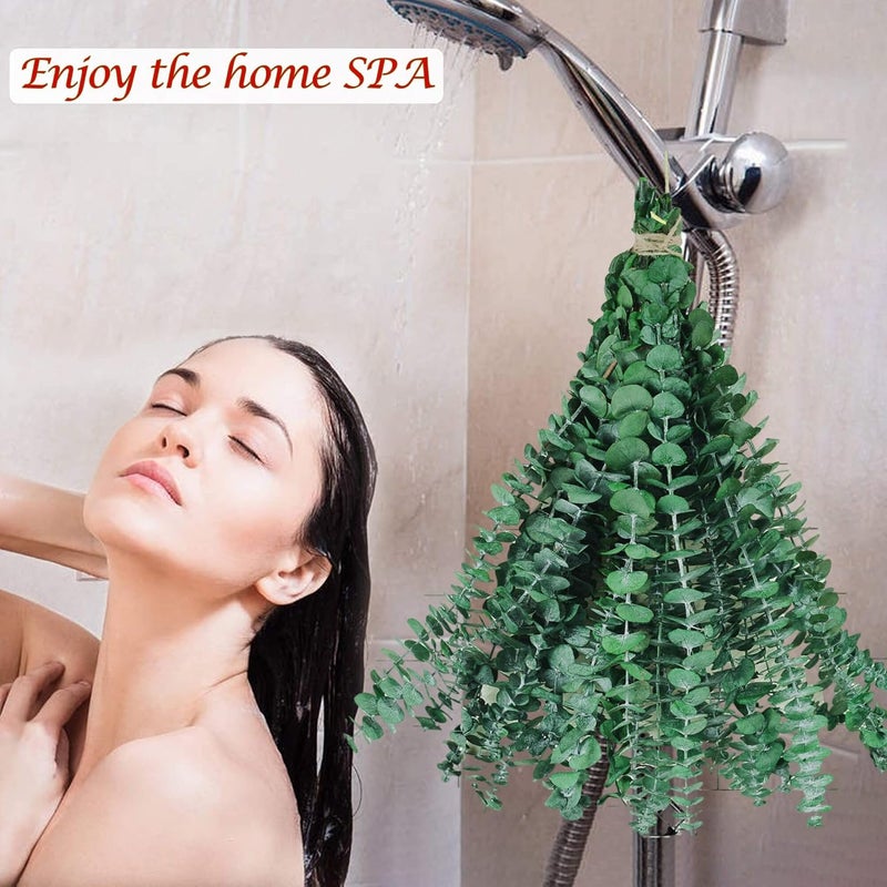 10Pcs Dried Eucalyptus Stems, 17" Real Natural Hanging Eucalyptus for Shower, Made from Fresh Leaves Branches, DIY for Vase Filler, Wedding, Bathroom, Home Decor, Dried Flowers Accessories Decor - Image 3