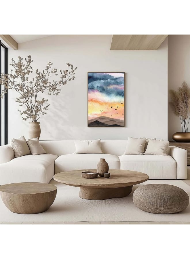 Home Gallery Landscape Sky with clouds and birds Mountain Design framed wall art 120x80  - Image 2