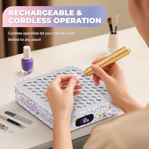 Bingguz Cordless Nail Dust Collector, 1000PA Professional Dust Collector Nail Tech, Rechargeable Nail Vacuum Dust Collector for Beginner with Reusable Filter, Portable Nail Fan Dust Collector for Home & Salon - Image 2