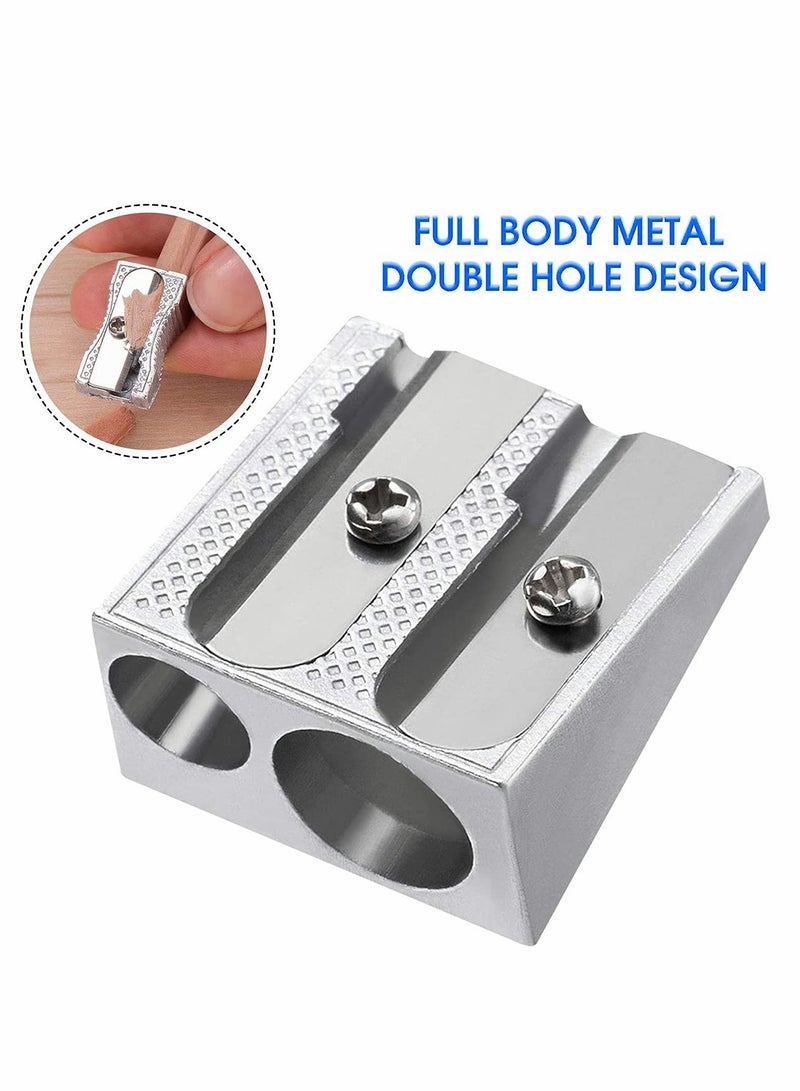Excefore 2Pcs Handheld Manual Metal Pencil Sharpener, Single hole and Double hole Perfect for Use in Schools, Offices, Homes, Art Projects - Image 2