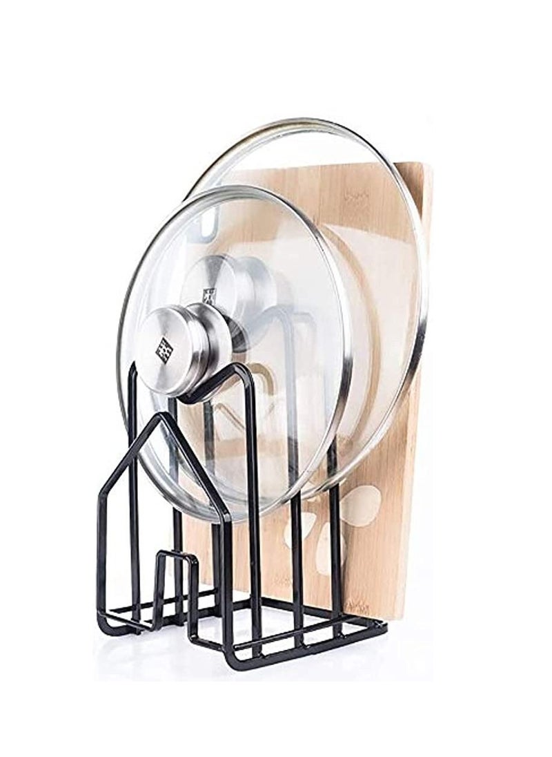 erorex - Cutting Board Rack Pot Lid Holder Chopping Board Organizer Stand Holder Kitchen Countertop Drain Storage Shelf To Hold Pan Lids, Plates, Dishes, Cutting Boards" (Black) - Image 1