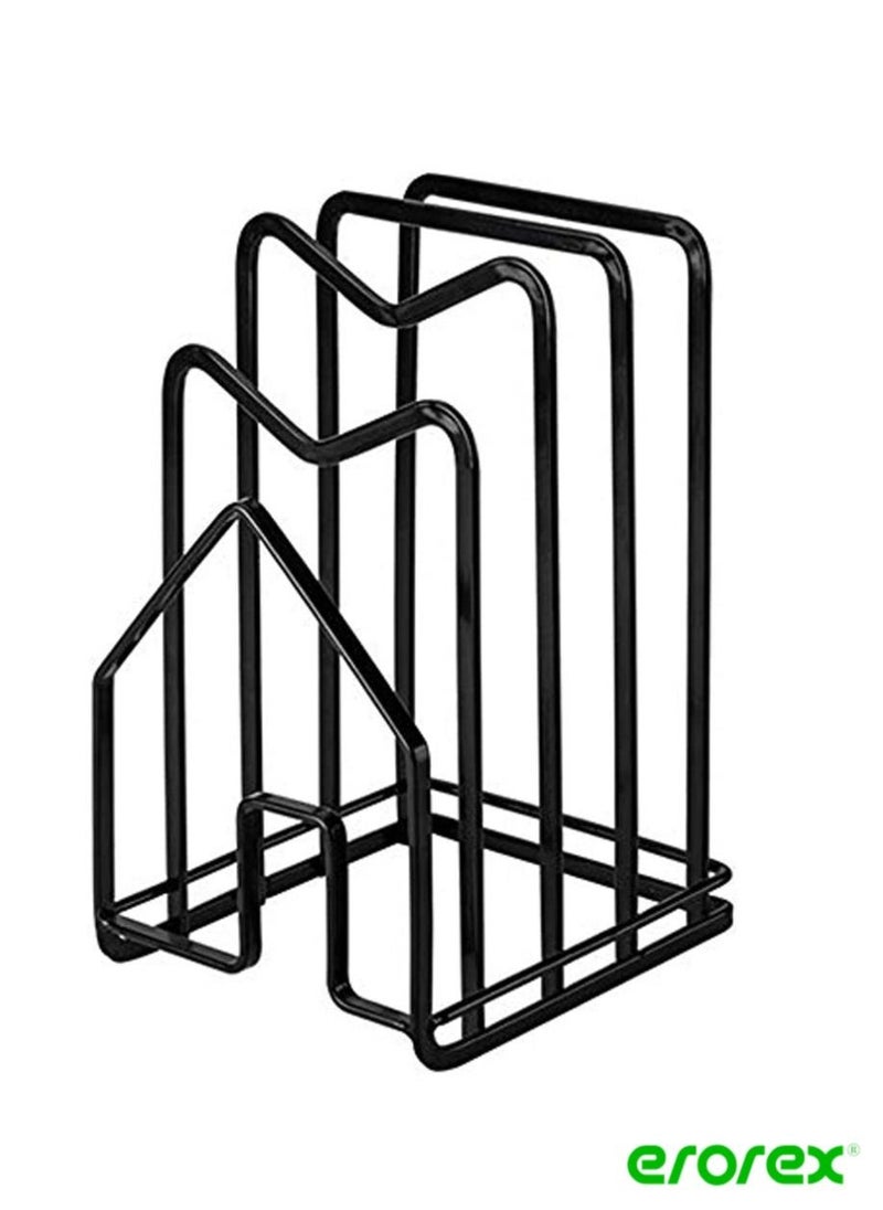 erorex - Cutting Board Rack Pot Lid Holder Chopping Board Organizer Stand Holder Kitchen Countertop Drain Storage Shelf To Hold Pan Lids, Plates, Dishes, Cutting Boards" (Black) - Image 1