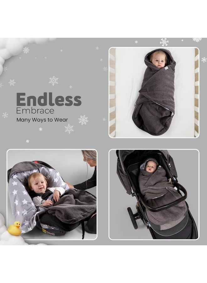 SWADDYL Car Seat Blanket for Babies - Baby Footmuff - Carseat Swaddle Blanket - Stroller Bunting Bag for Infants - Baby Newborn Winter Gear (Grey/Stars) - Image 4