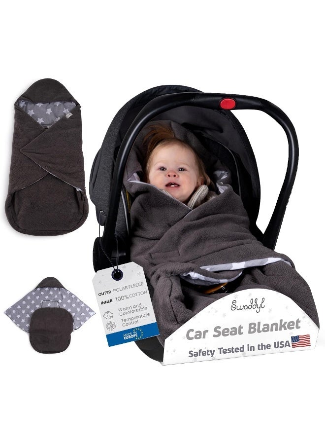 SWADDYL Car Seat Blanket for Babies - Baby Footmuff - Carseat Swaddle Blanket - Stroller Bunting Bag for Infants - Baby Newborn Winter Gear (Grey/Stars) - Image 1