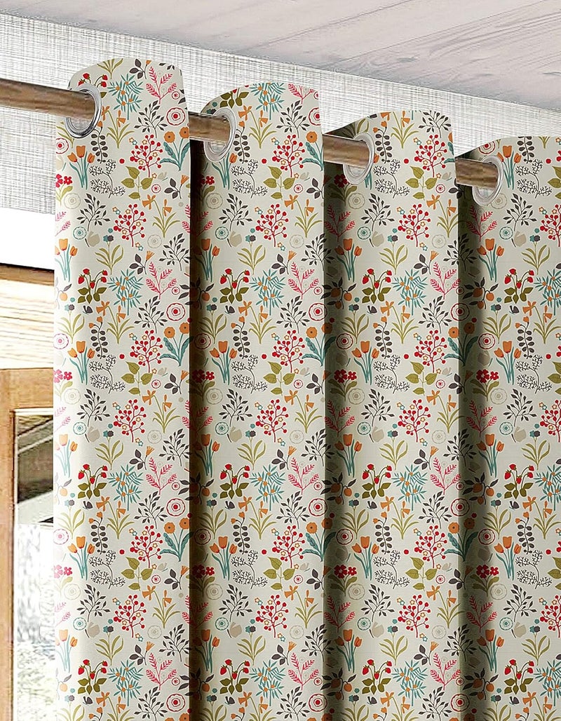 Casableu Coco 2 Piece Polyester Eyelets (Steel) Blackout Curtains with Tie Back, Bedroom Living Room (Pack of 2) (Heather, 7 feet) - Image 2