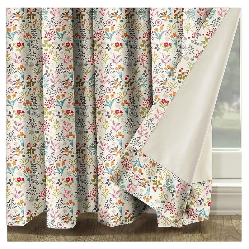 Casableu Coco 2 Piece Polyester Eyelets (Steel) Blackout Curtains with Tie Back, Bedroom Living Room (Pack of 2) (Heather, 7 feet) - Image 3