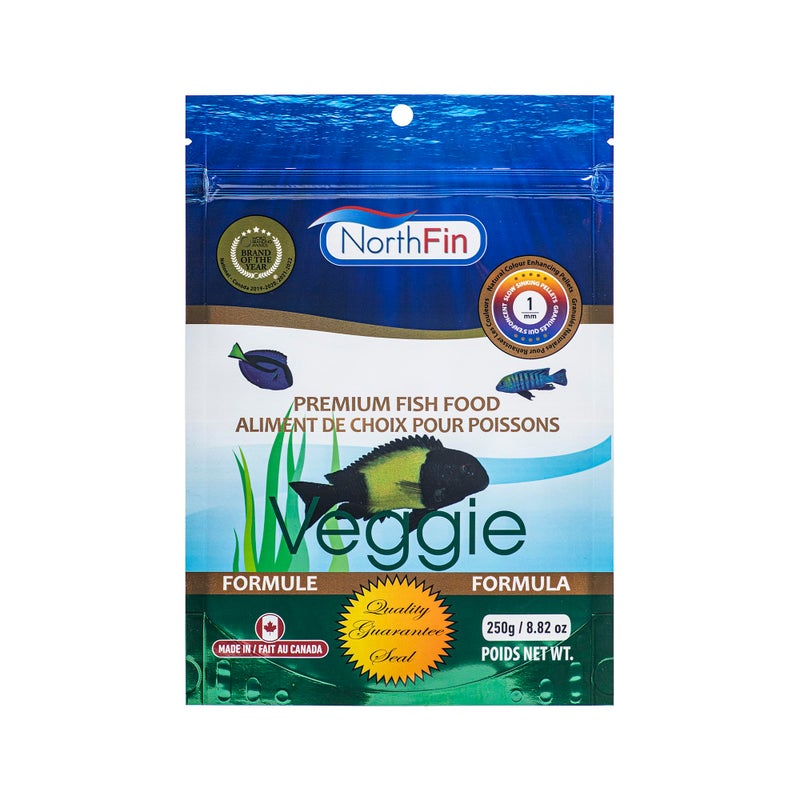 Northfin Veggie Fish Food Formula - Slow Sinking Pellets for Herbivorous Fish (1mm, 250g) | Premium Organic Kelp-Based Diet with Spirulina & Astaxanthin for Enhanced Color & Digestive Health - Image 1
