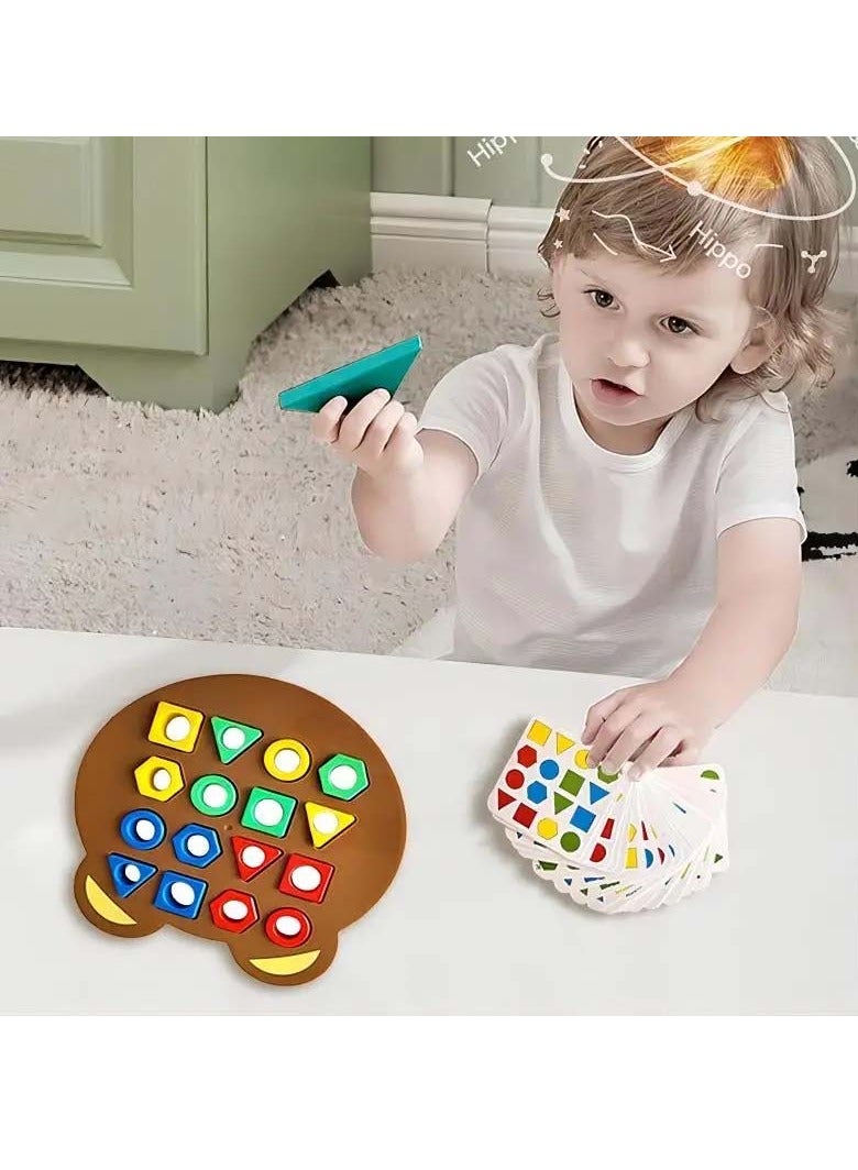 Shape Matching Puzzle Game for Kids – Montessori Color Sorting Toy with Geometric Blocks  Pattern Cards, Educational Preschool Learning Board for Toddlers Ages 3-5, Fine Motor Skills Development, No - Image 5