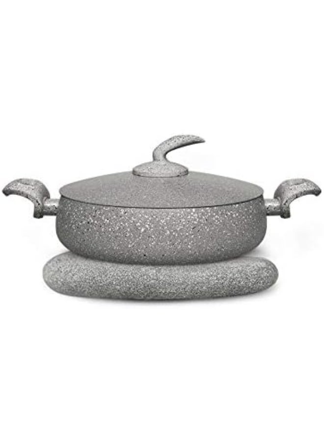 STRBOXONG Elementi Natura Made in Italy | Nonstick Granite Porcelain Enamel 28cm Low Casserole Pot & Braiser Pan + Lid | Healthy Cookware | Ceramic Cookware | PFOA-free Non Toxic Cookware - Image 2