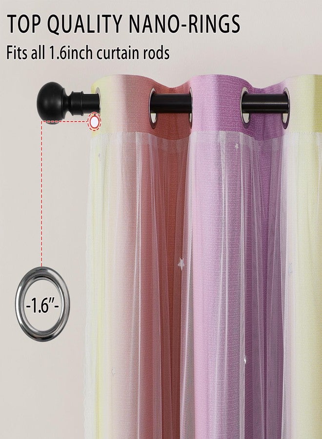XiDi Star Curtains for Girls Bedroom Kids Decor 2 Panel Set,Blackout for Living Room Curtains Pink PurpleYellow34/63/2 - Image 5