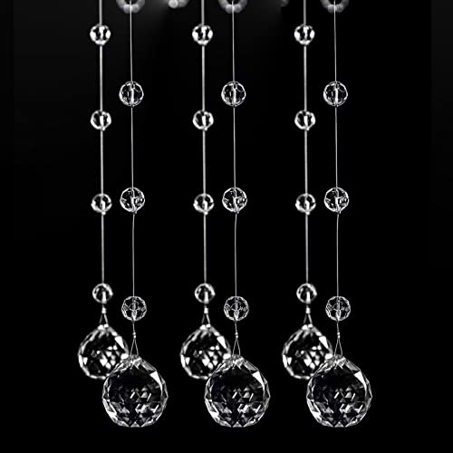 Bolo.ban Crystal Beaded String Clear Glass Beads Garland Strands Hanging Wedding Arch Decor Curtain Chandelier Christmas Tree Ornaments Door String Beaded Drapes Decoration Accessories(3.3 Feet 5pcs) - Image 1