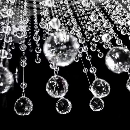 Bolo.ban Crystal Beaded String Clear Glass Beads Garland Strands Hanging Wedding Arch Decor Curtain Chandelier Christmas Tree Ornaments Door String Beaded Drapes Decoration Accessories(3.3 Feet 5pcs) - Image 3