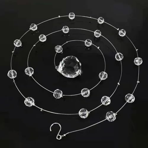 Bolo.ban Crystal Beaded String Clear Glass Beads Garland Strands Hanging Wedding Arch Decor Curtain Chandelier Christmas Tree Ornaments Door String Beaded Drapes Decoration Accessories(3.3 Feet 5pcs) - Image 2