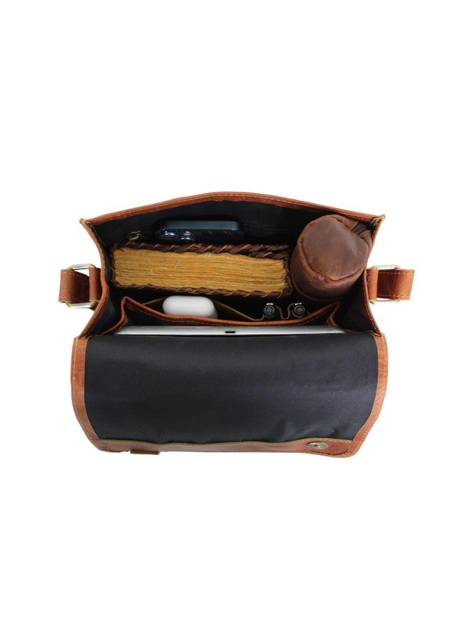 jaald Leather messenger bag shoulder bag cross body vintage messenger bag for women & men satchel man purse, Brown, 11'' inches - Image 4