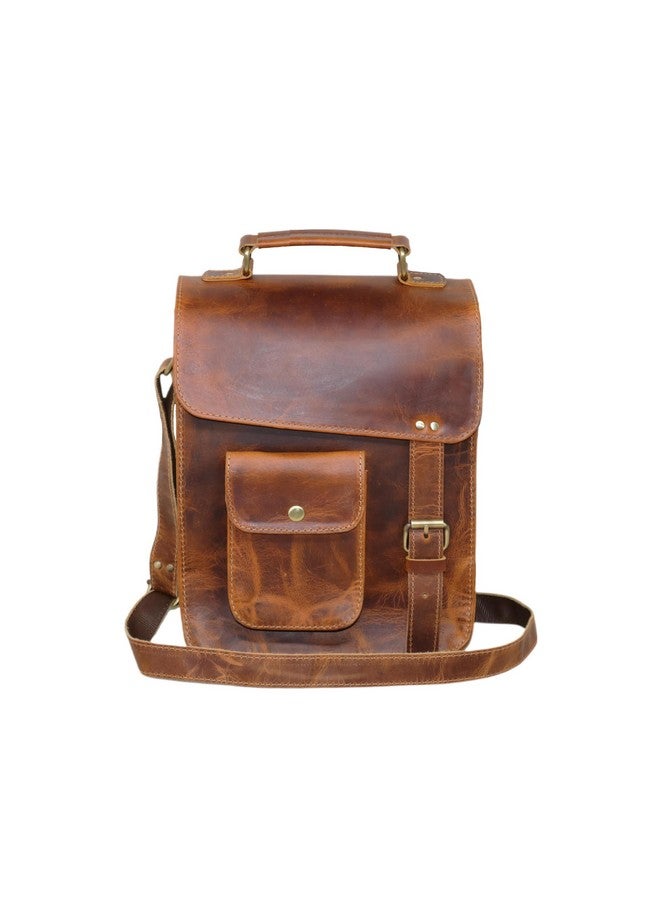 jaald Leather messenger bag shoulder bag cross body vintage messenger bag for women & men satchel man purse, Brown, 11'' inches - Image 2