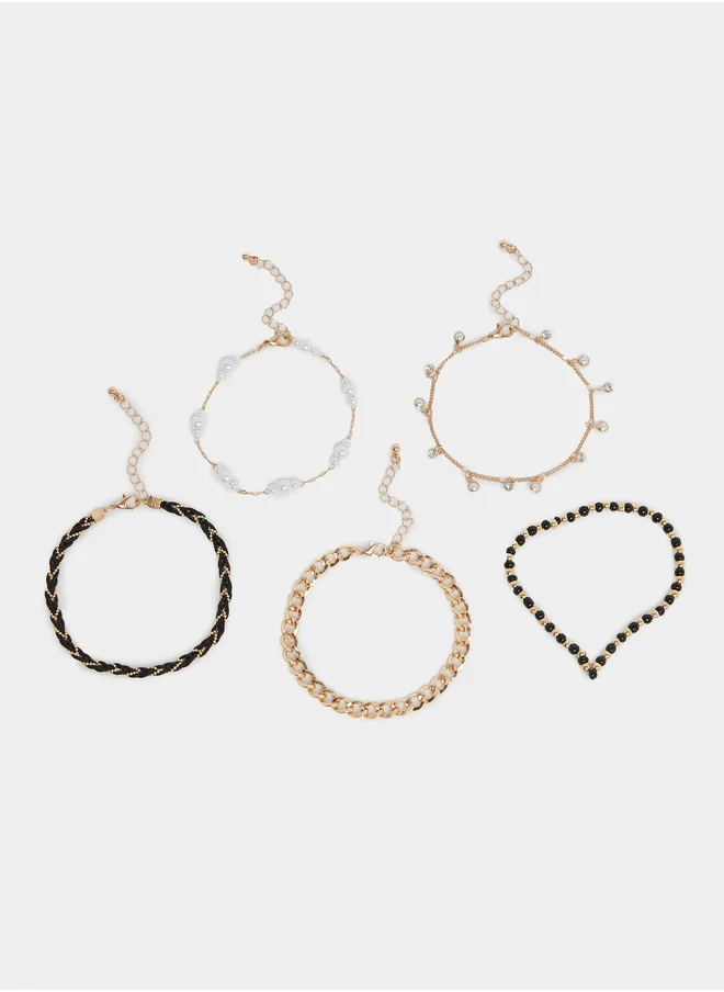 ستايلي Set of 5- Multi Design Anklet