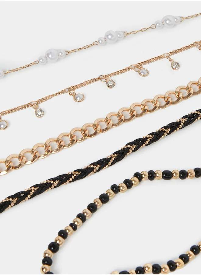 ستايلي Set of 5- Multi Design Anklet